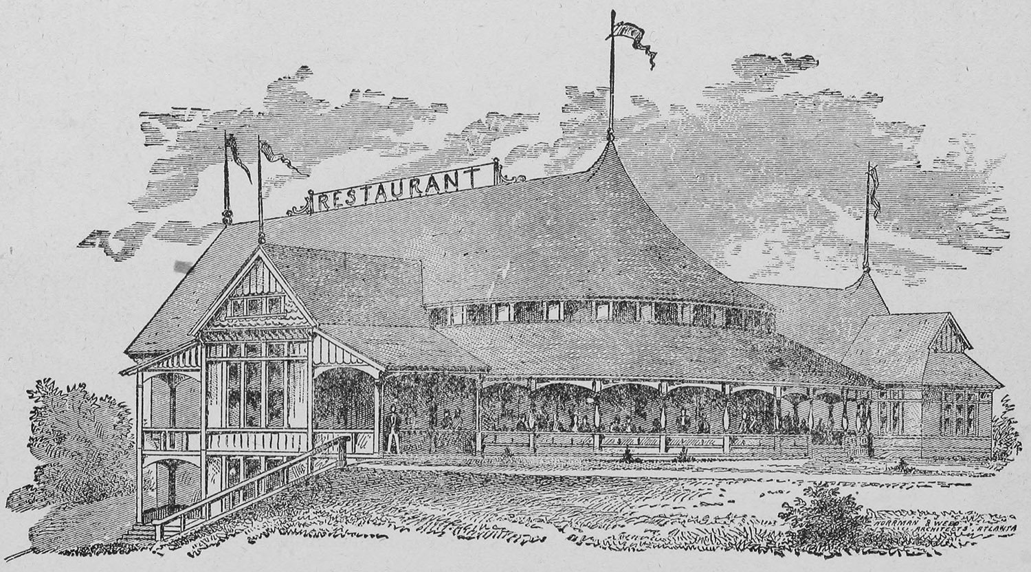 Norrman & Weed. Exposition Restaurant at International Cotton Exposition (1881). Atlanta.