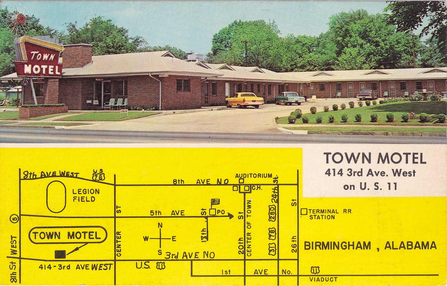 Postcard view of Town Motel (1951)