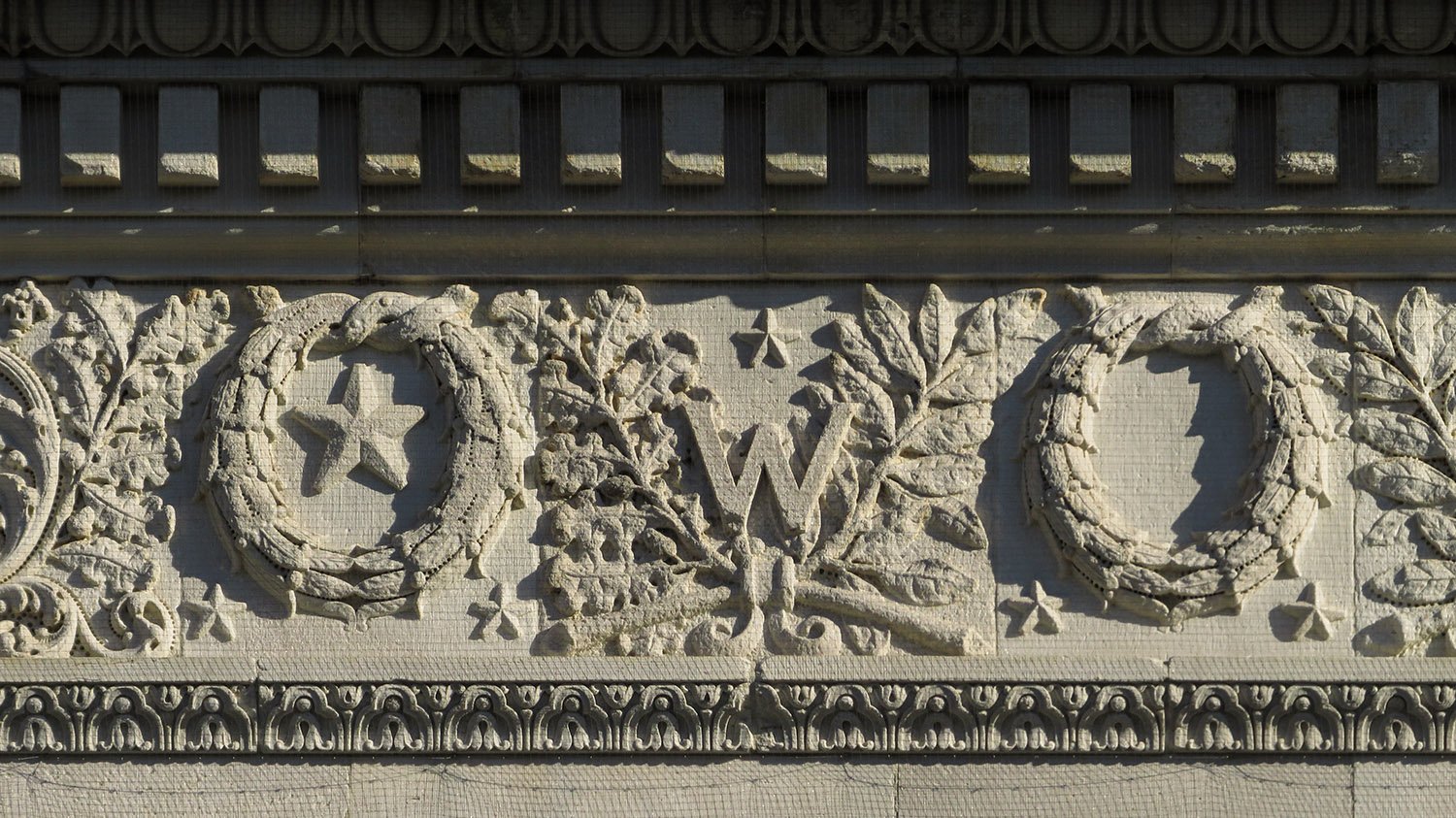 Frieze ornamentation on the Washington Square Arch, New York