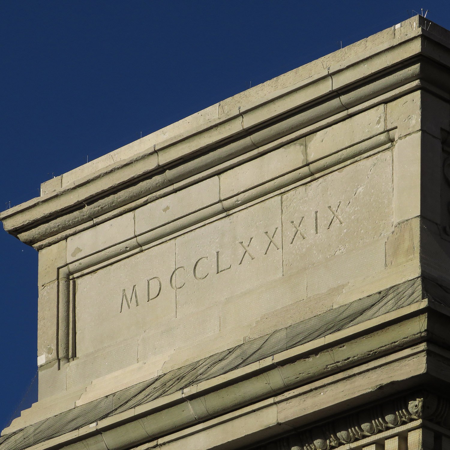 Date inscription on the Washington Square Arch, New York