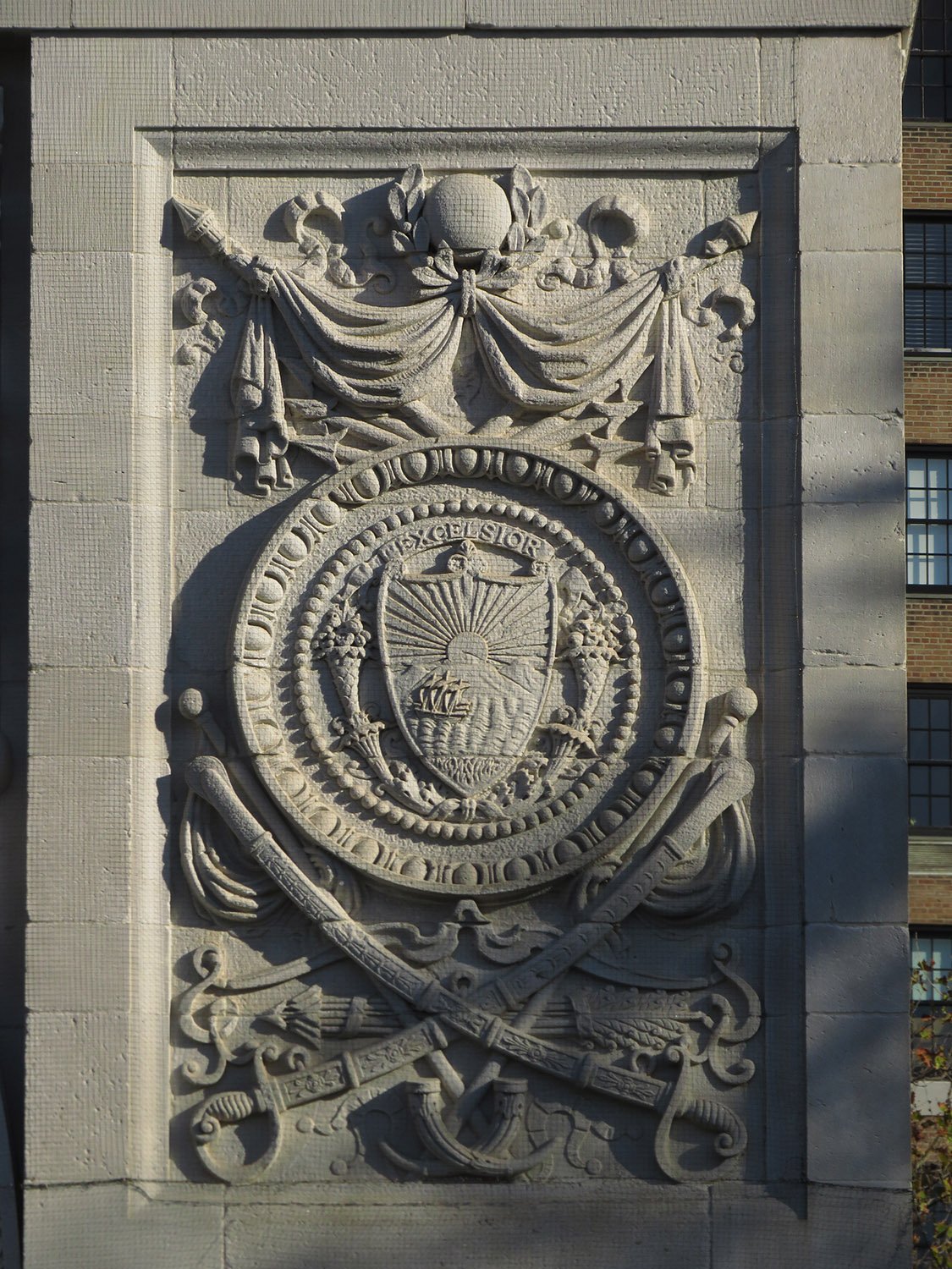 Frederick A. MacMonnies. Spandrel panel on the Washington Square Arch, New York.