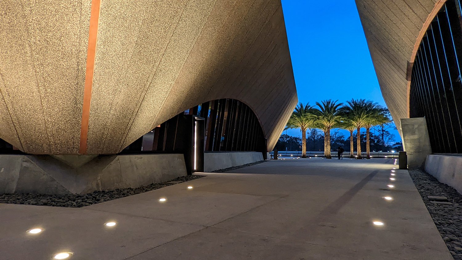 Terrace between the Winter Park Events Center (left) and Winter Park Library (right)