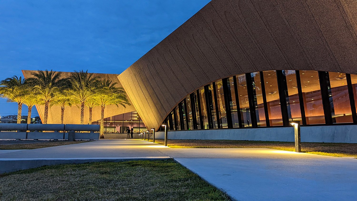 Looking at the Winter Park Library & Events Center from the east