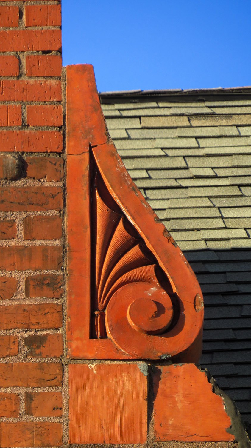 Terracotta volute on the facade of 125 Edgewood Avenue, Atlanta