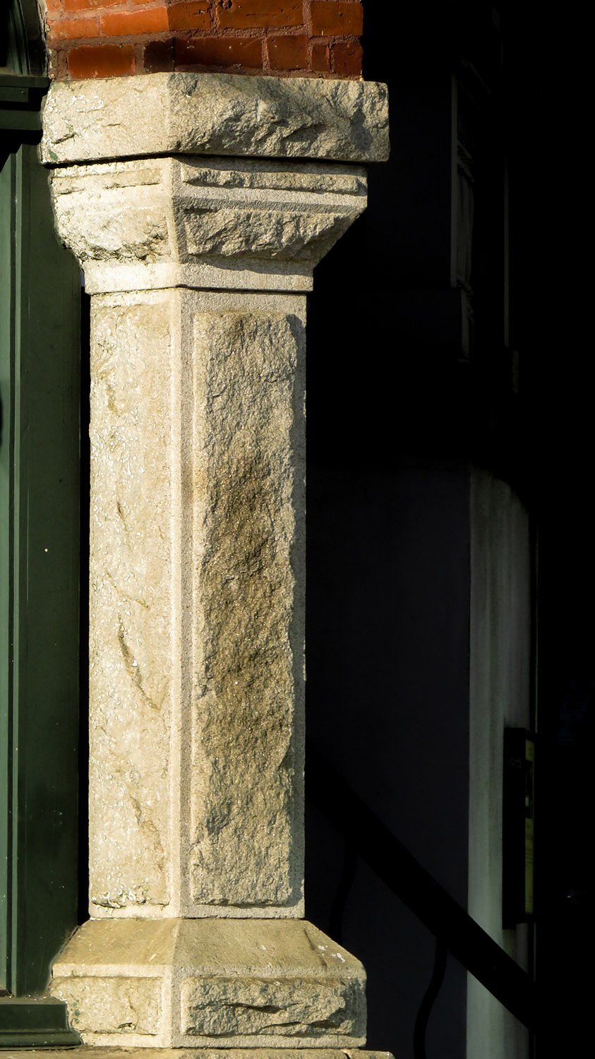 Granite column on the northwest corner of 125 Edgewood Avenue, Atlanta