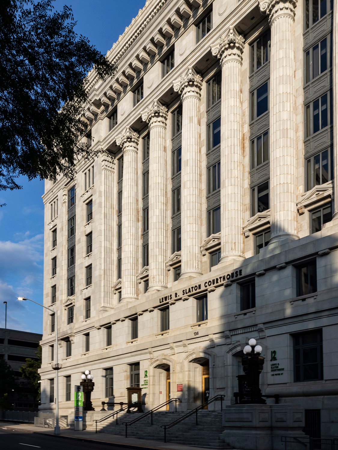 Looking at the Fulton County Courthouse from the southwest