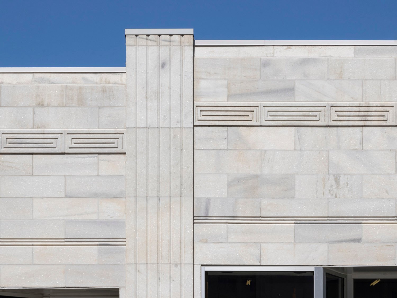 Pilaster and stringcourse on the southeast elevation of the Walton Jackson Building, Gainesville, Georgia