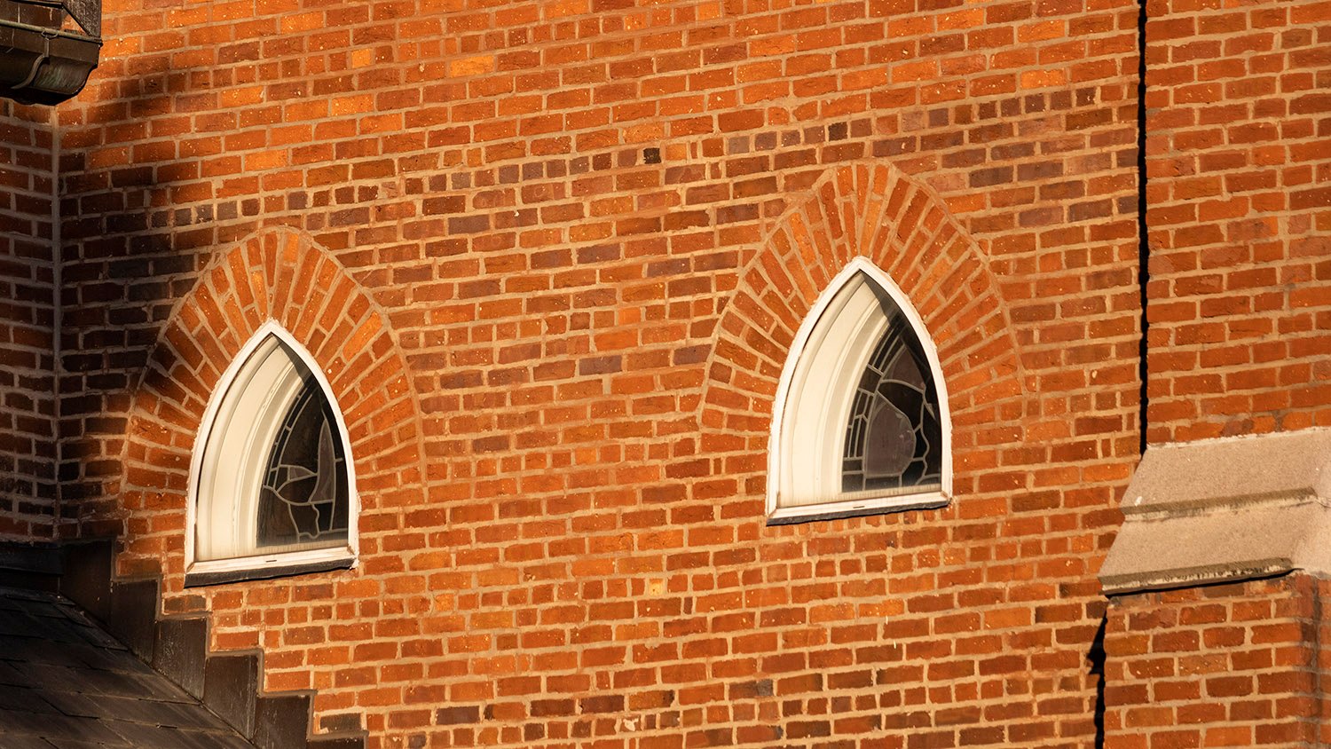 Windows on the east elevation of the Catholic Shrine of the Immaculate Conception