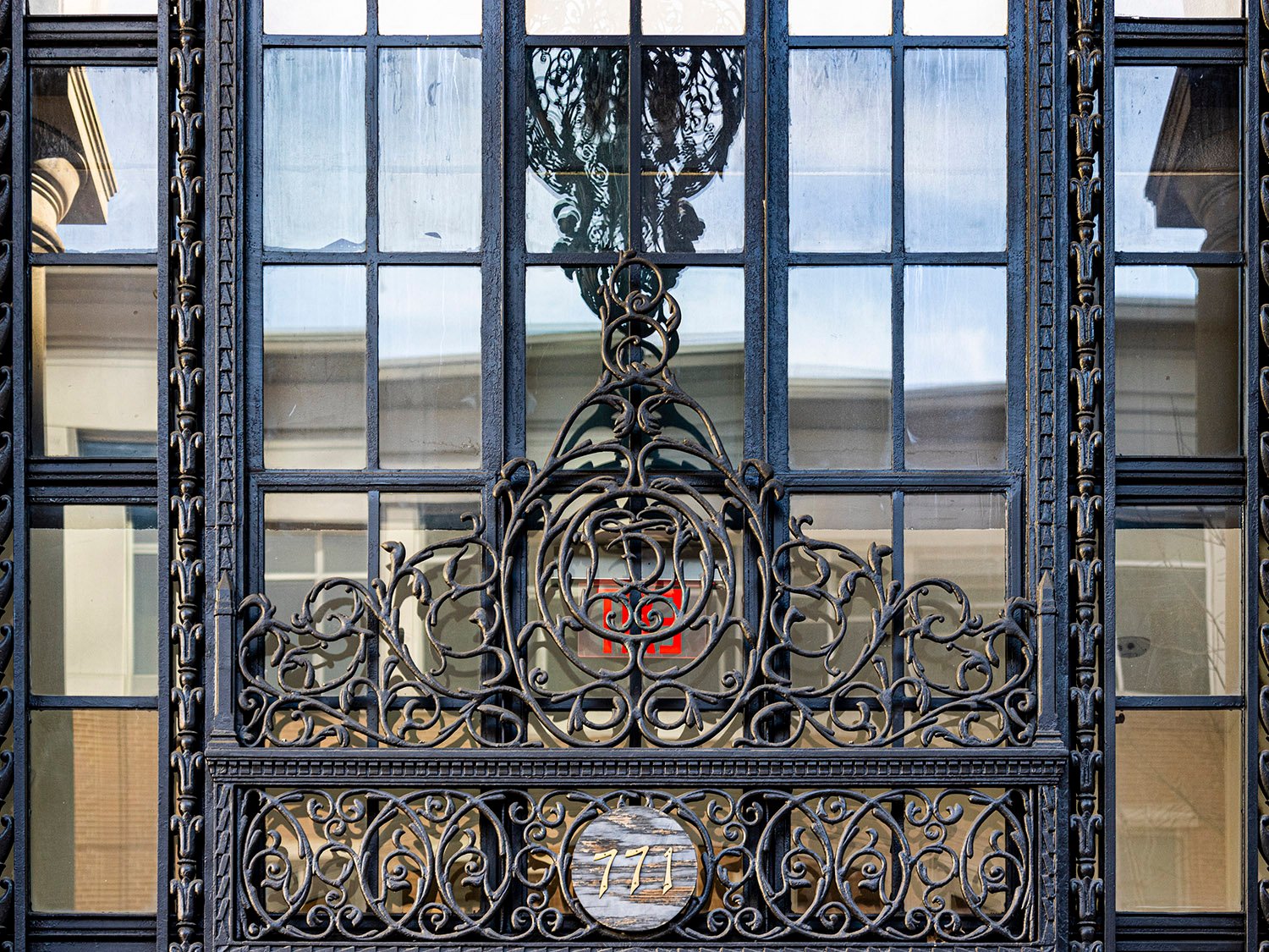 Ornamental iron over the entrance of the Crum & Forster Building, Atlanta