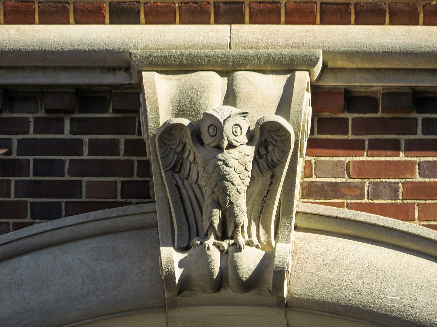 Owl keystone on the facade of the Crum & Forster Building, Atlanta