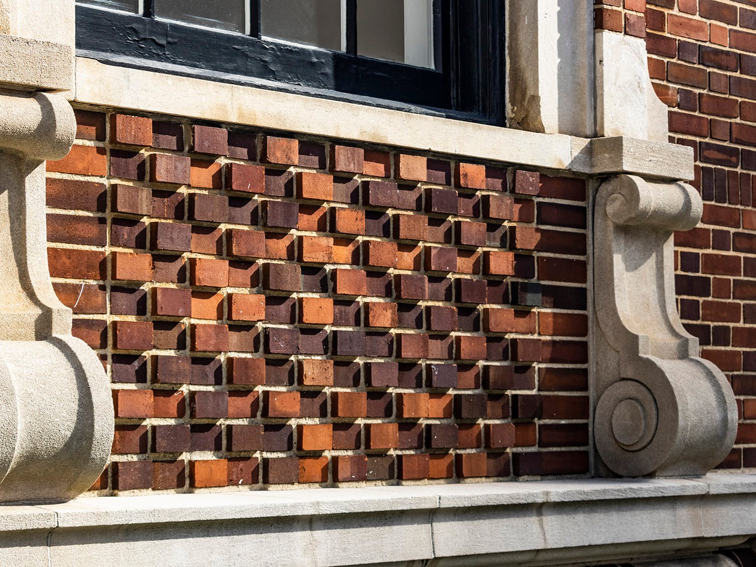 Brickwork and consoles on the facade of the Crum & Forster Building, Atlanta