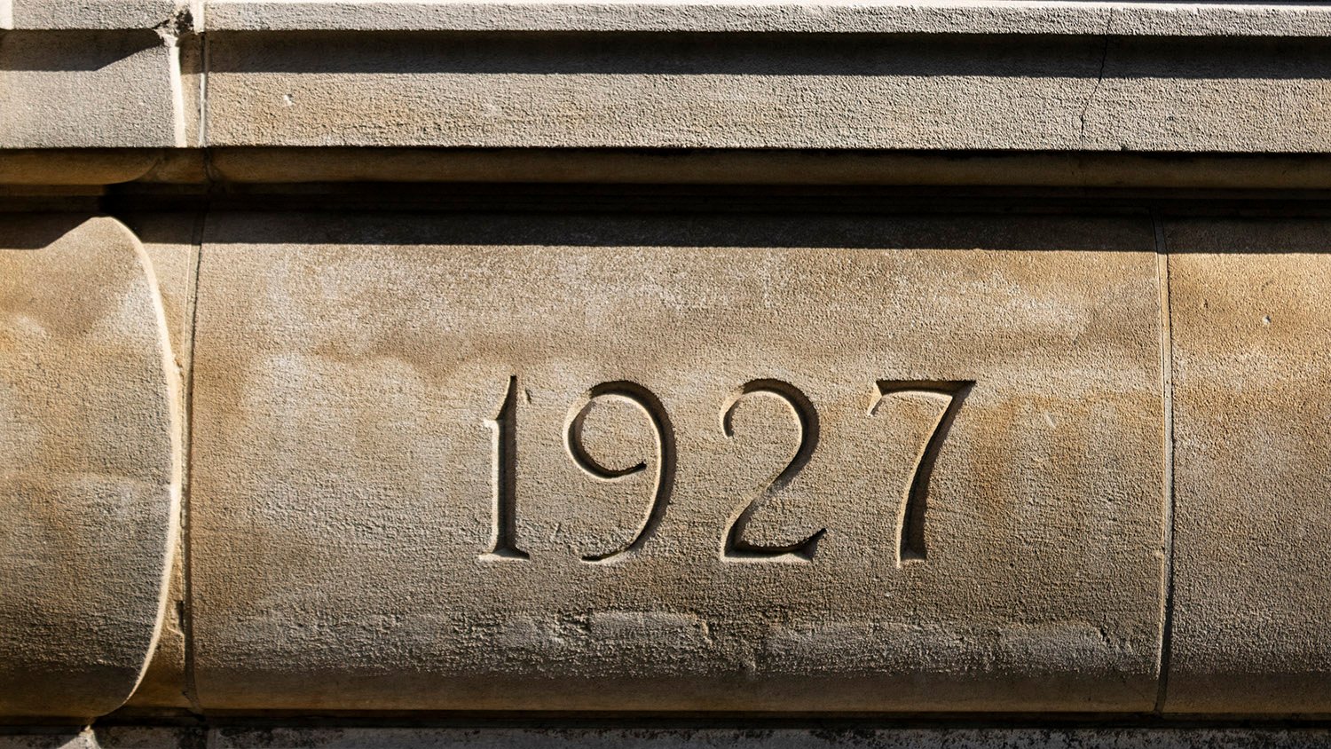 Date inscription on the facade of the Crum & Forster Building, Atlanta