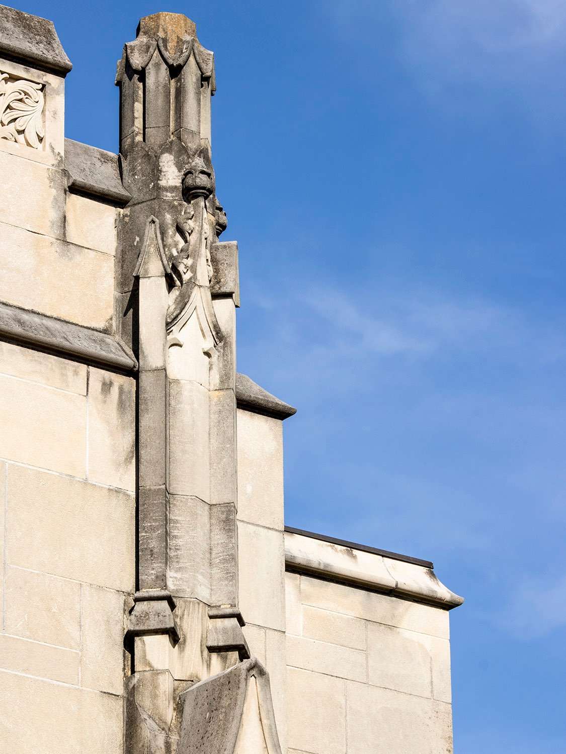 Pinnacle on the south facade of Emory Presbyterian Church