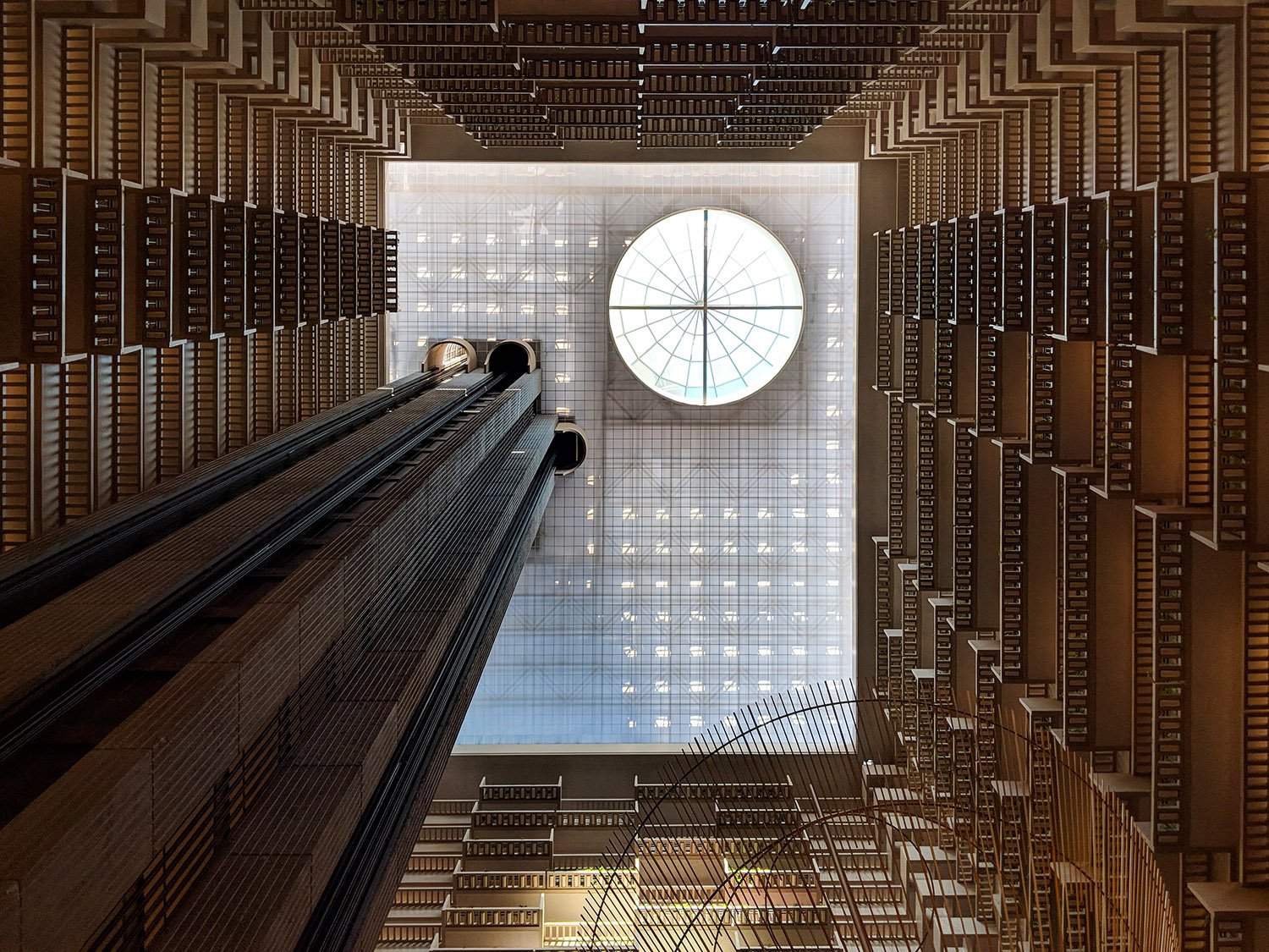 Looking up at the atrium of Hyatt Regency Atlanta