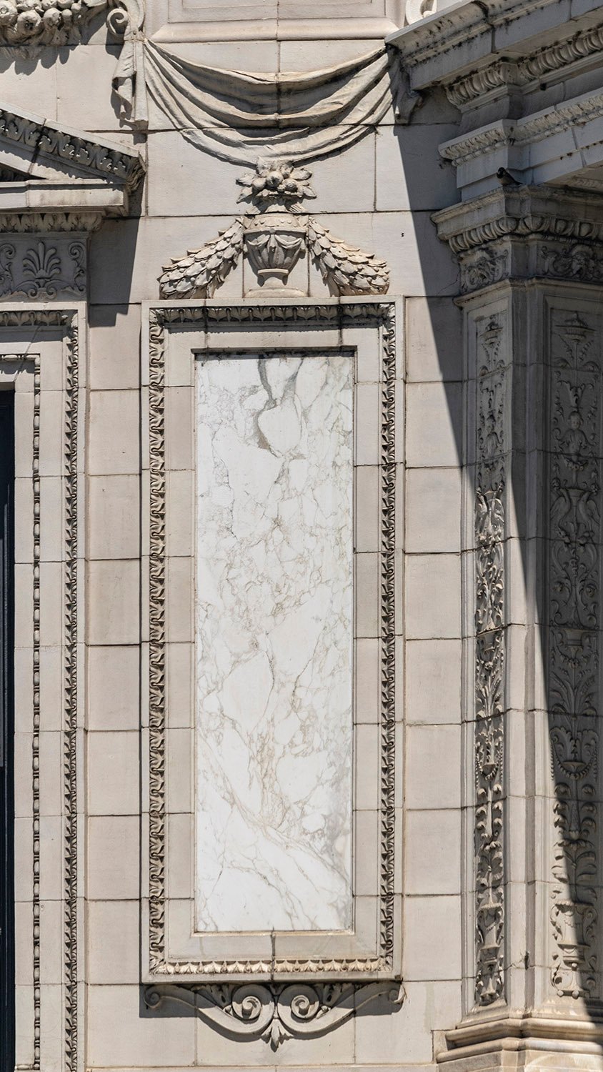 Marble panel on the facade of the Robert Wilson Patterson Residence, Washington, D.C. 
