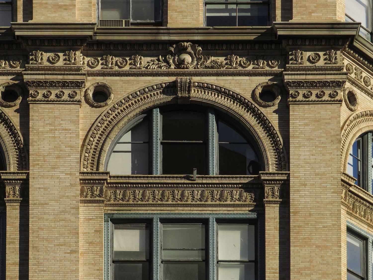 Fifth and sixth-floor windows on the Cable Building, New York