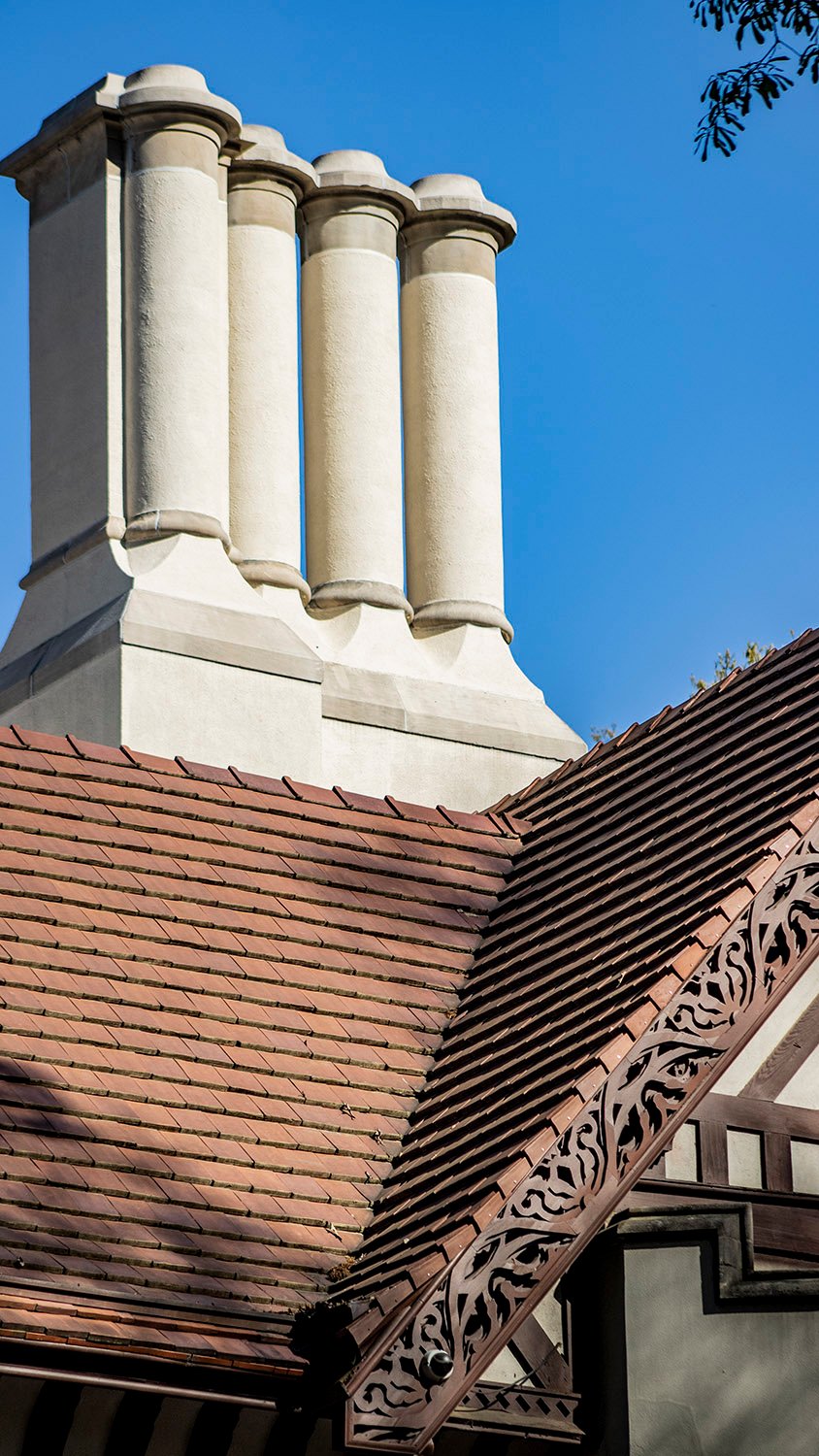 Chimney and barge-board on the facade of Callanwolde, Atlanta