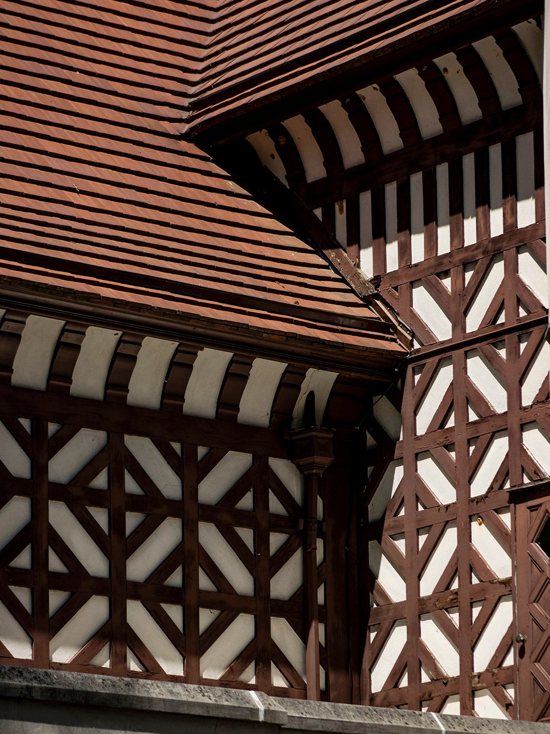 Strapwork ornament on the southwest elevation of Callanwolde, Atlanta