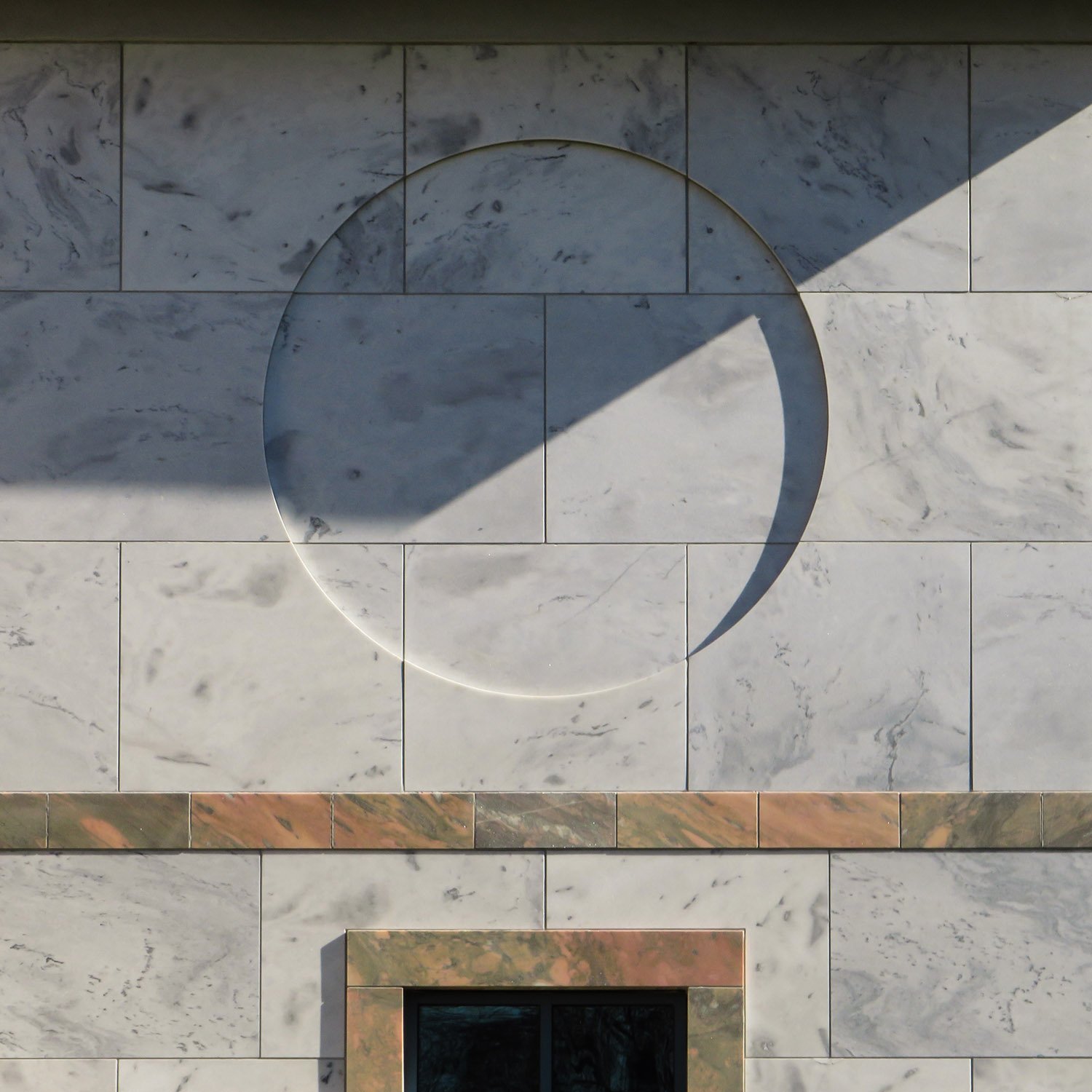Marble block on the north facade of the Michael C. Carlos Museum, Atlanta