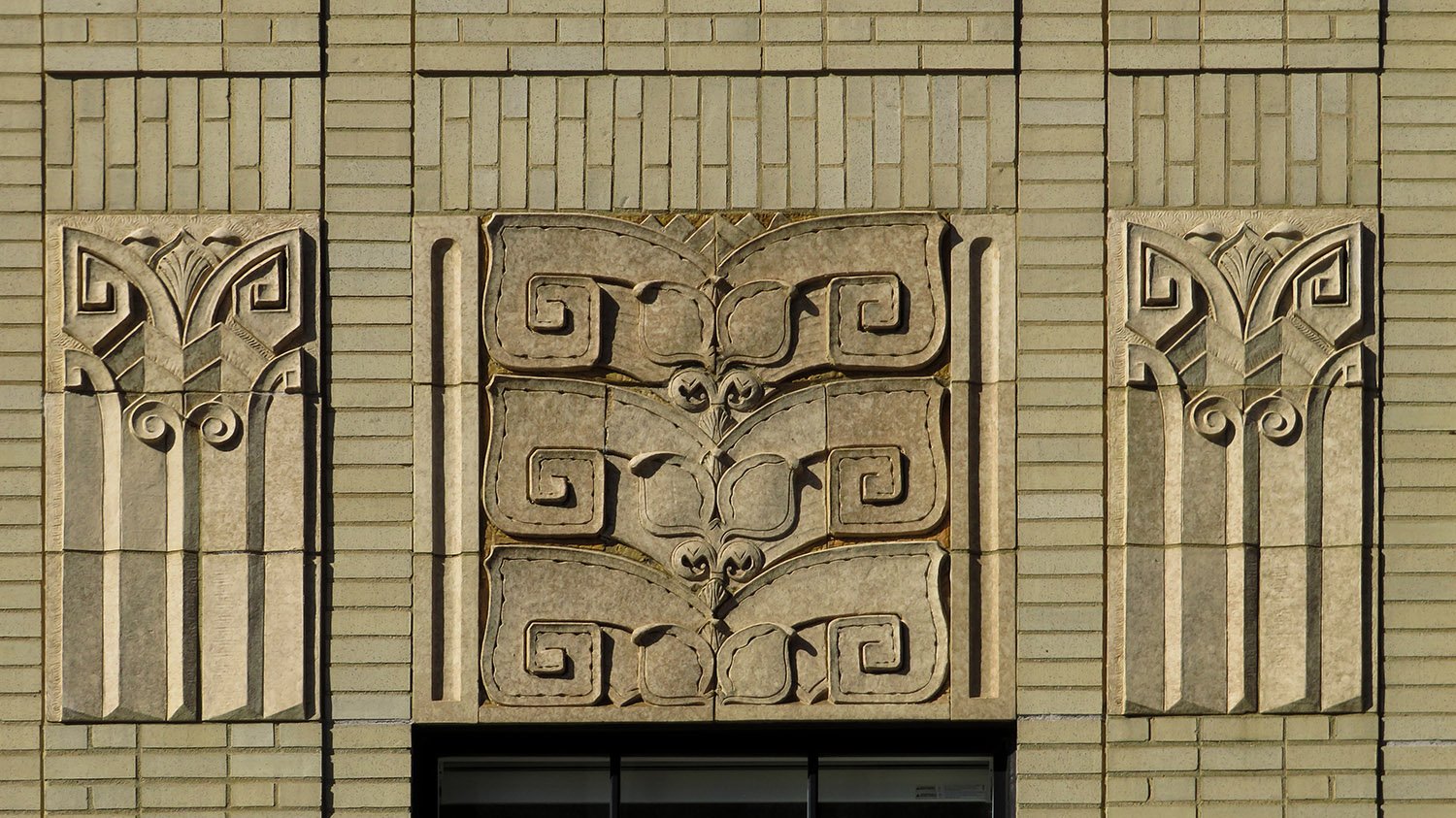 Decorated spandrel on the east facade of S.H. Kress & Co., Durham, North Carolina
