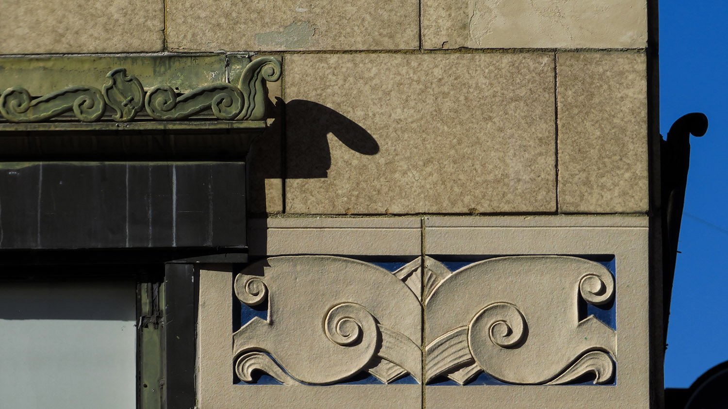 First-floor ornamentation on the east facade of S.H. Kress & Co., Durham, North Carolina