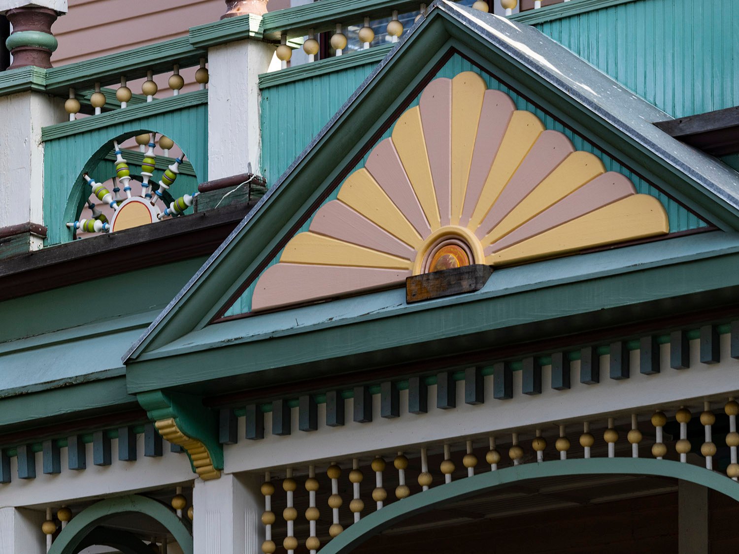 Pediment on the first-floor porch of the George E. King Residence, Atlanta
