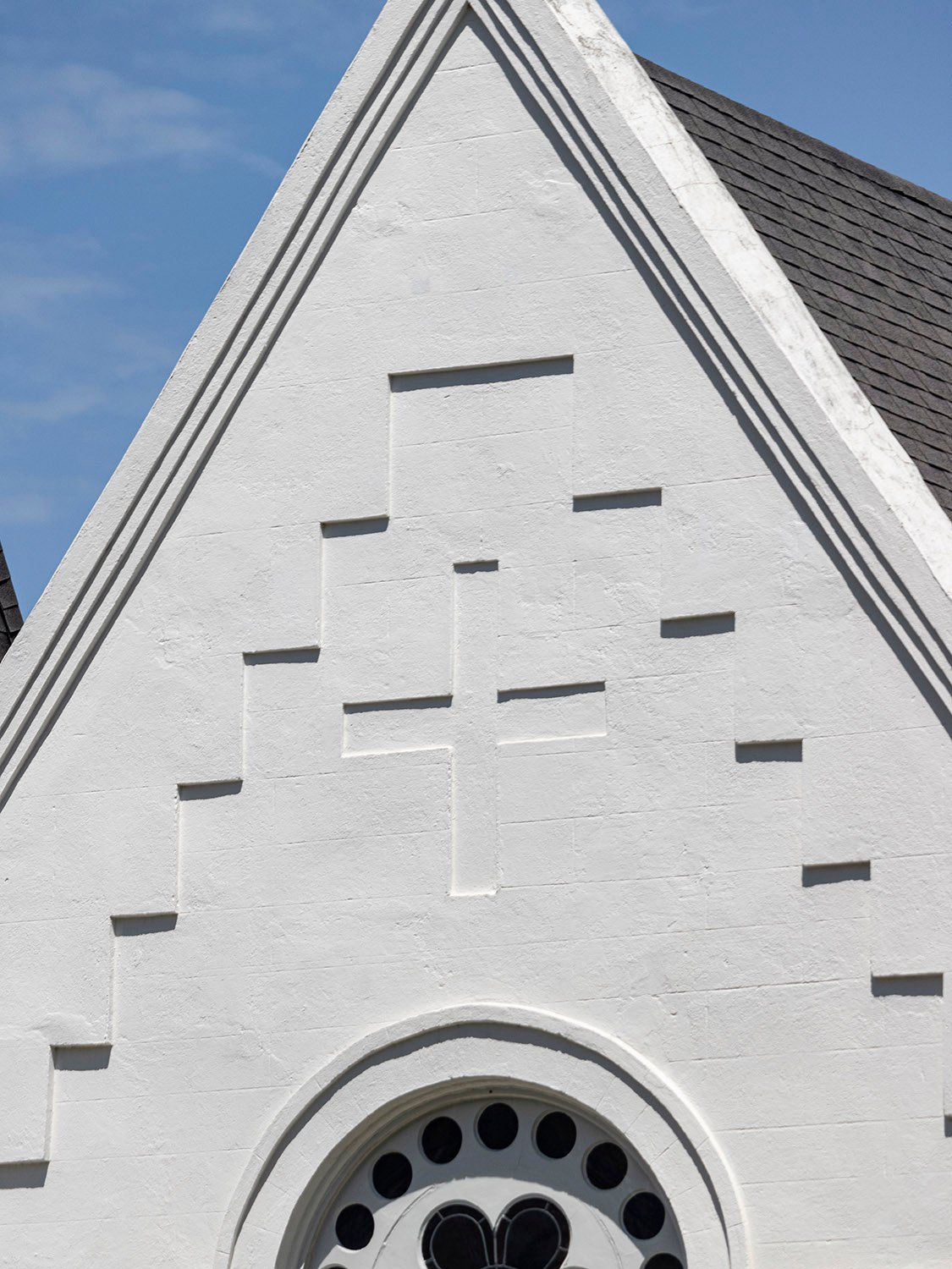 Gable on the facade of Sacred Heart Catholic Church, Abbeville, South Carolina