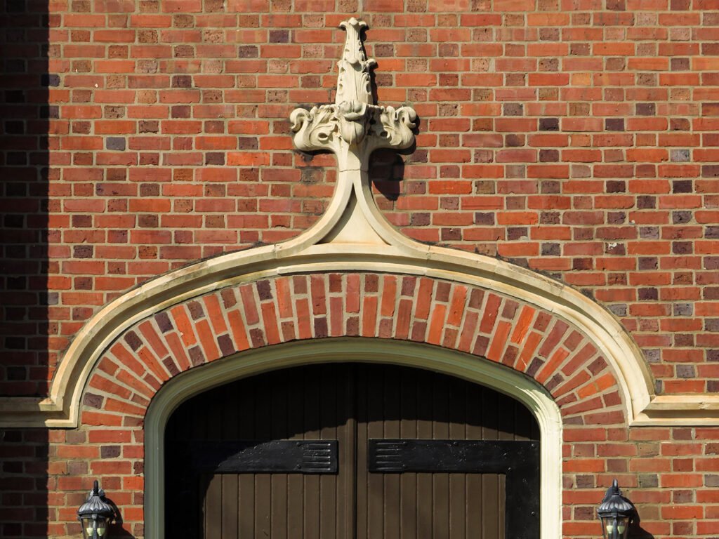 Terracotta dripstone over the east entrance of Second Presbyterian Church, Greenville, South Carolina