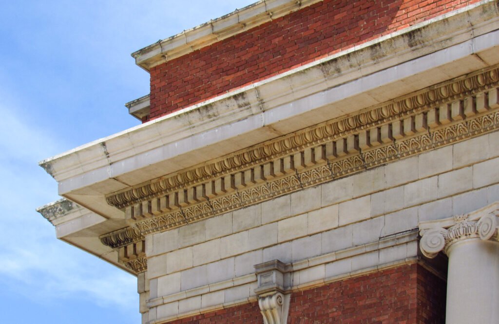 Cornice and frieze on the Abbeville County Courthouse, Abbeville, South Carolina