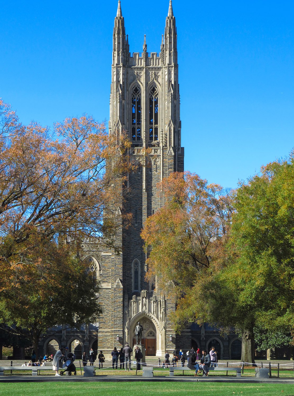 Looking at Duke University Chapel from the southeast