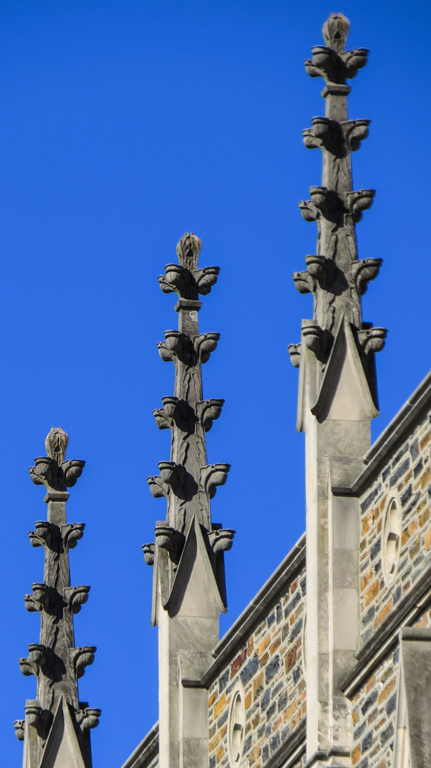 Pinnacles on the southwest elevation of Duke University Chapel, Durham, North Carolina