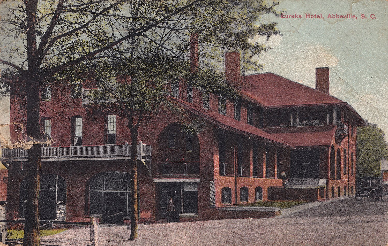 Postcard view of Eureka Hotel (1903), Abbeville, South Carolina