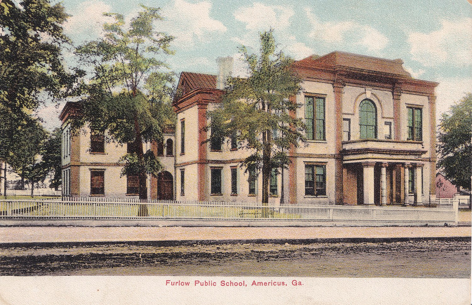 Postcard view of Furlow Public School (1890), Americus, Georgia.