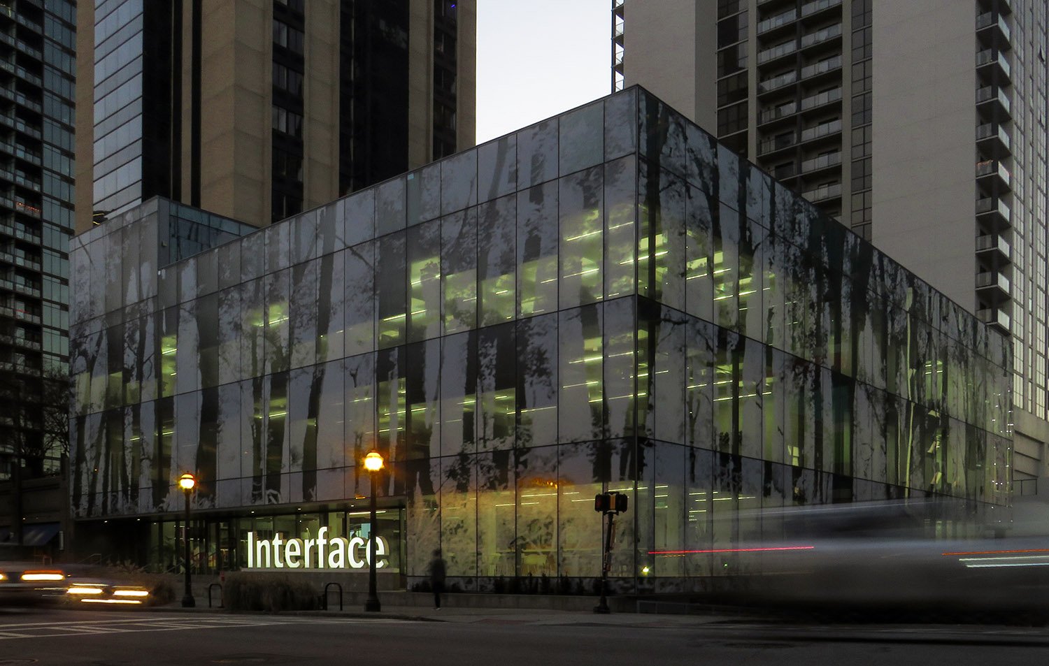 Interface Headquarters at dusk