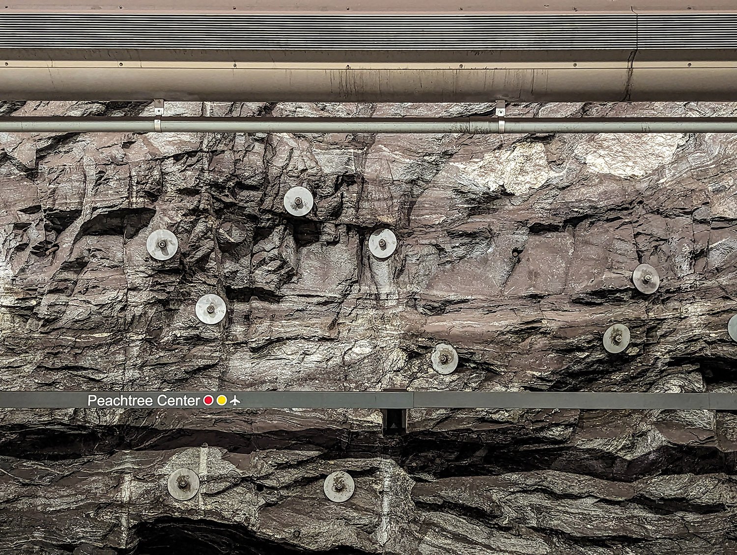 Exposed granite in Peachtree Center Station, Atlanta