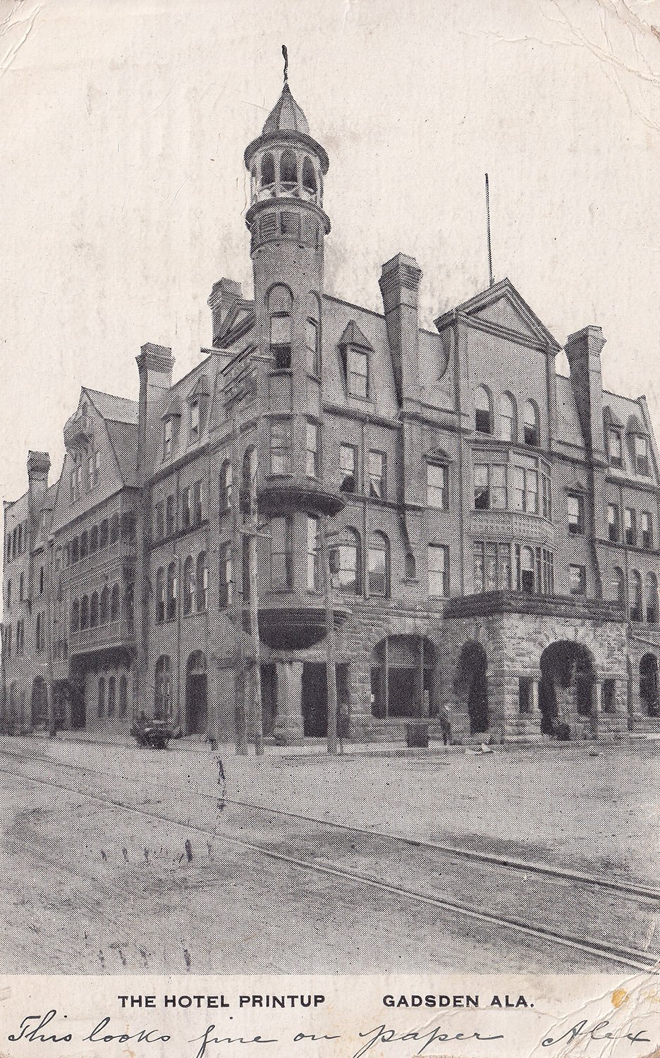 Postcard view of Printup Hotel (1888), Gadsden, Alabama.