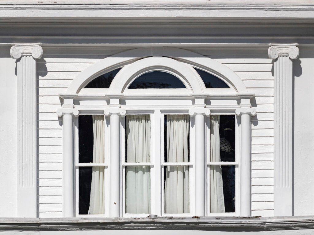 Second-floor Palladian window on the J.L. Pitts Residence, Barnesville, Georgia