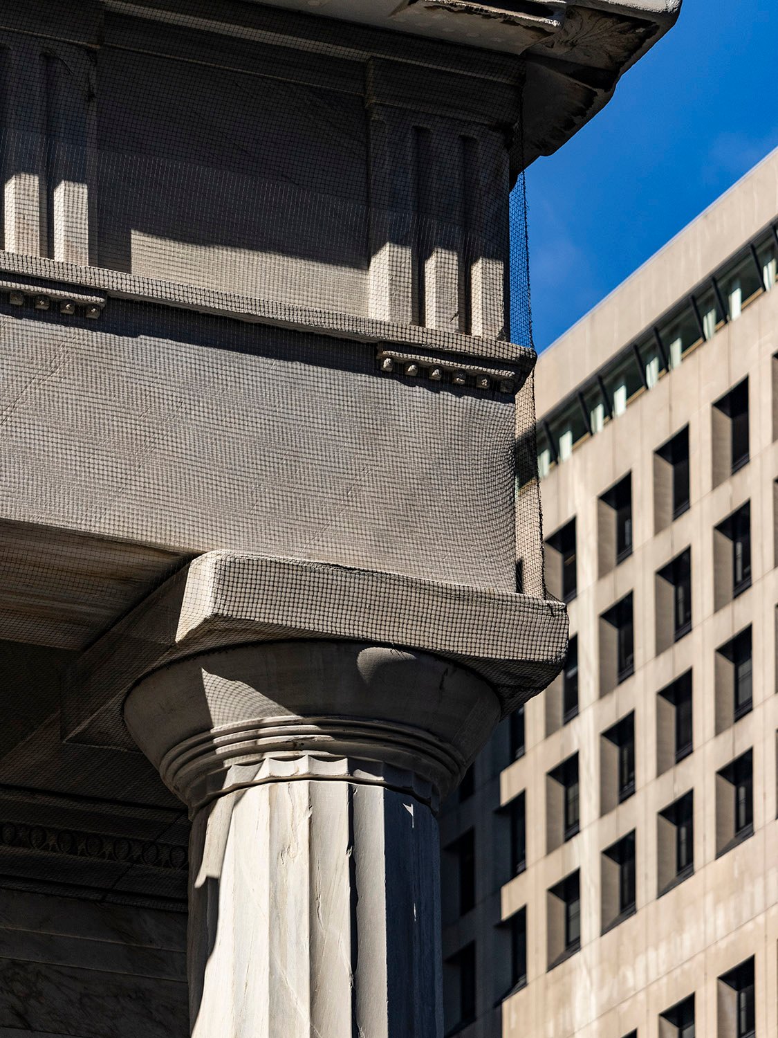 Capital, architrave, frieze, and triglyphs on the Second Bank of the United States, Philadelphia