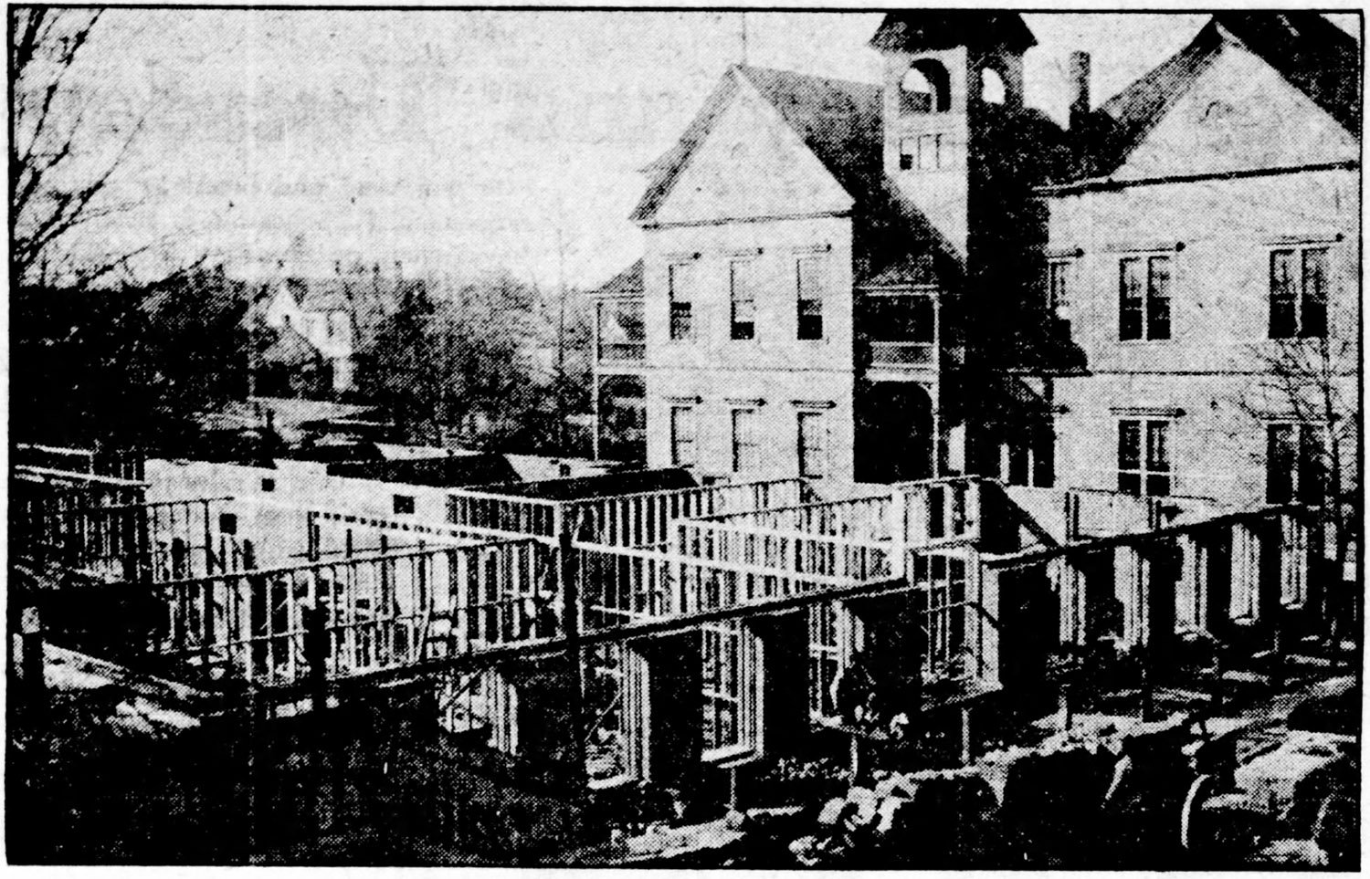 Former West End Academy during the construction of Lee Street School in 1911
