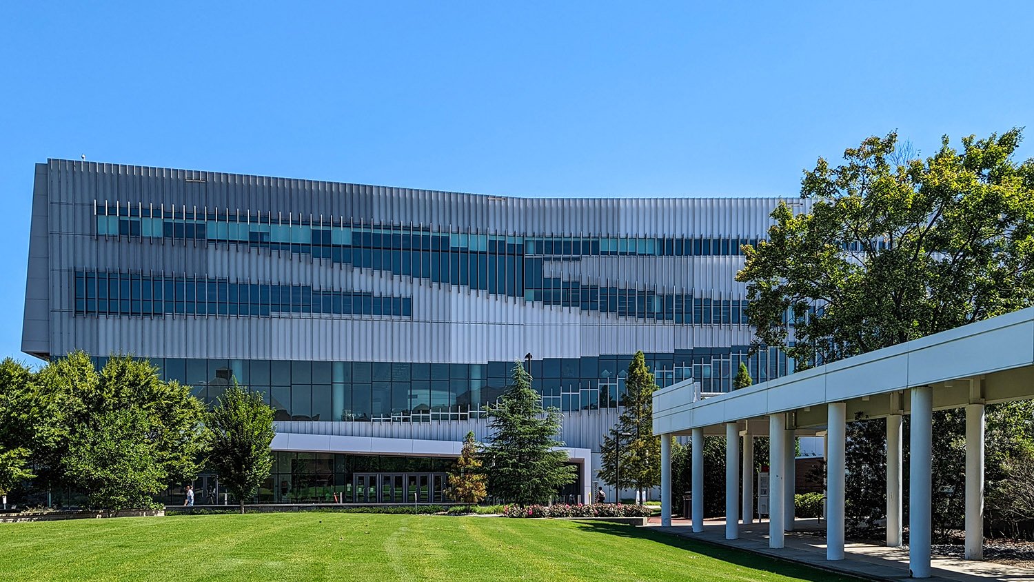 Looking at the James B. Hunt, Jr. Library from the west