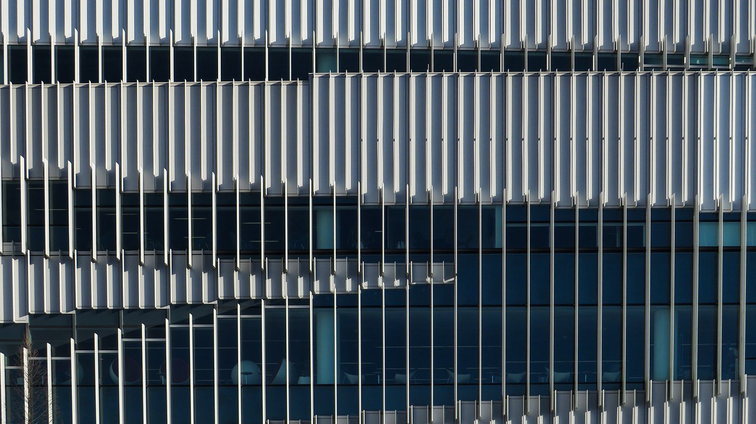 Windows and sun shades on the James B. Hunt, Jr. Library, Raleigh, North Carolina