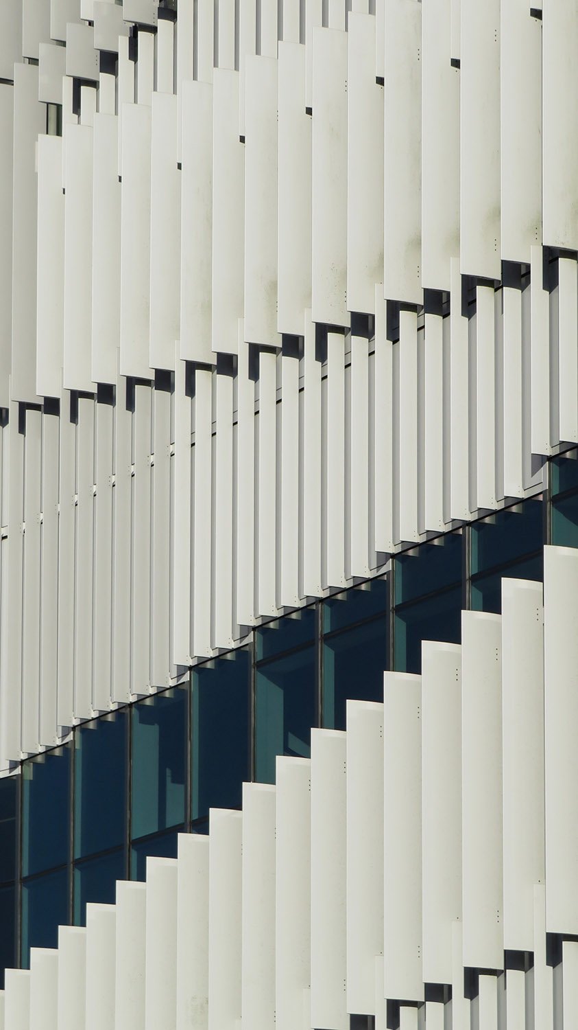 Windows and sun shades on the James B. Hunt, Jr. Library, Raleigh, North Carolina
