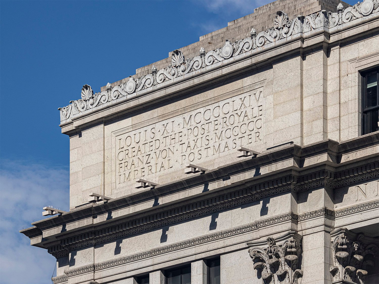 Inscription on the southeast corner of the United States Post Office, New York