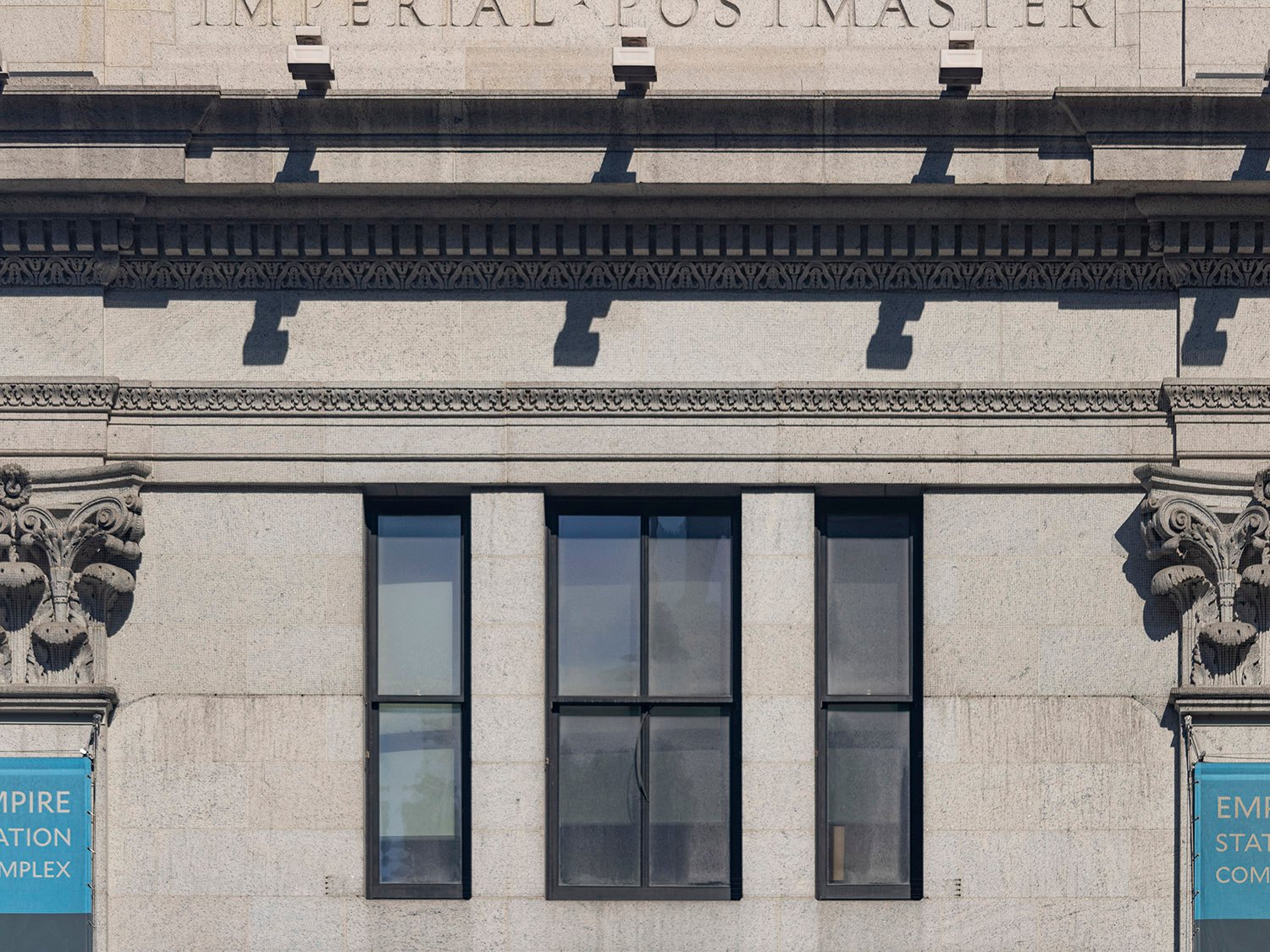 Third-floor window on the facade of the United States Post Office, New York