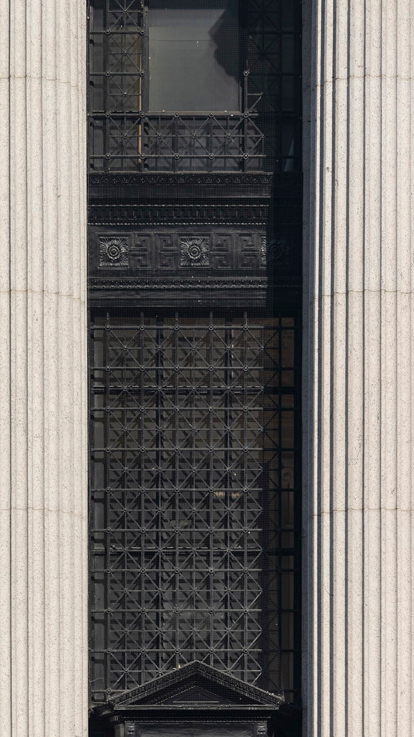 Ornamental iron on the facade of the United States Post Office, New York