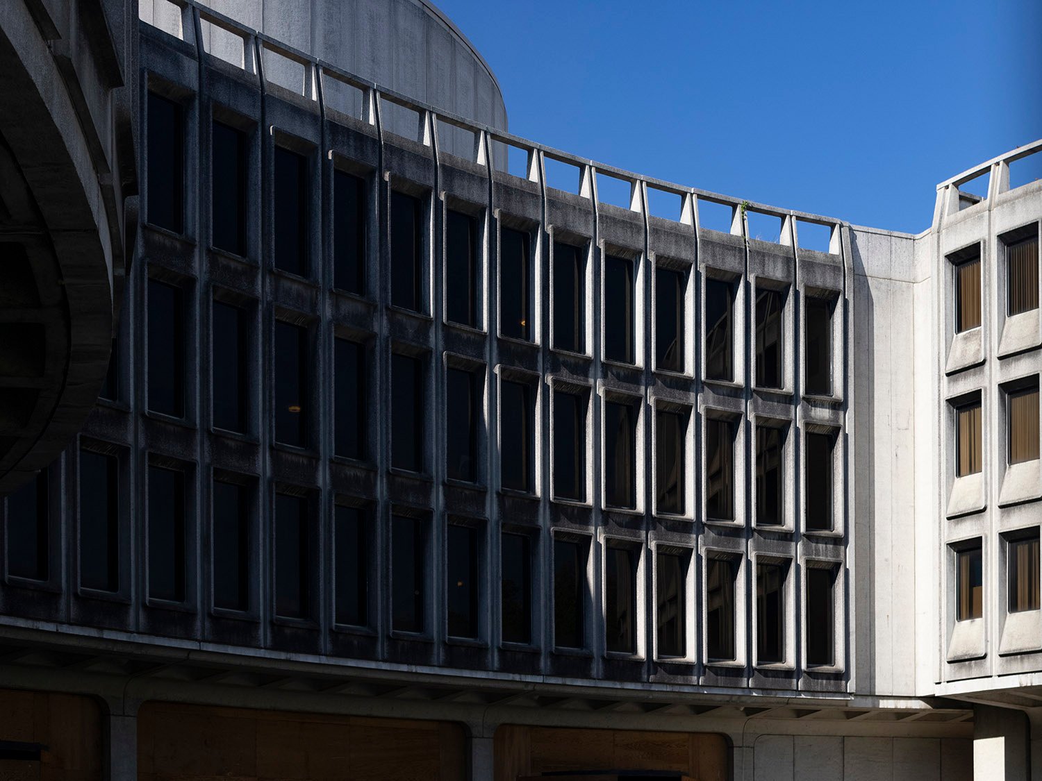 Windows above the main entrance of the Police Administration Building, Philadelphia