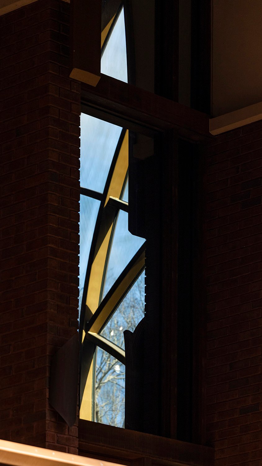Looking through a window at Julia Thompson Smith Chapel, Decatur, Georgia