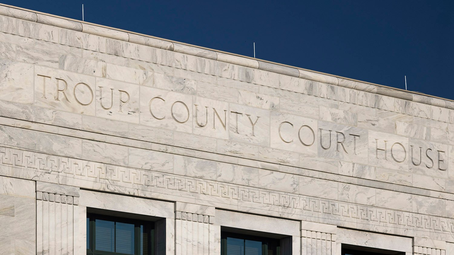 Inscription on the facade of the Troup County Courthouse, LaGrange, Georgia