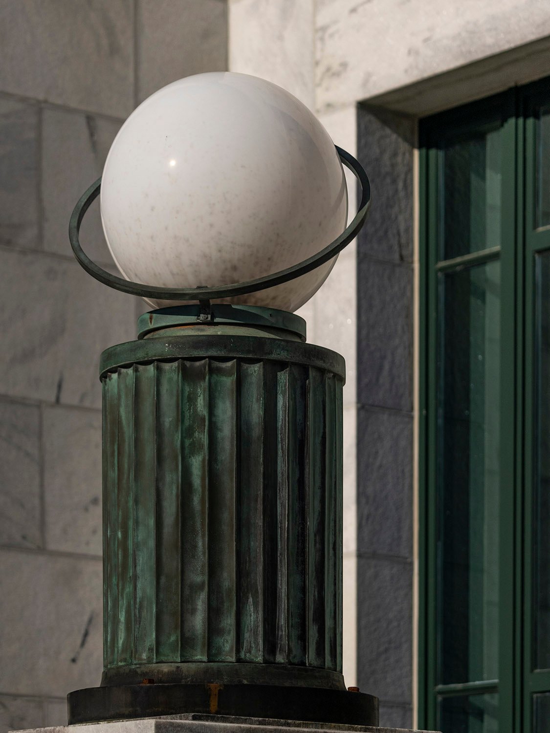 Globe light at the entrance of the Troup County Courthouse, LaGrange, Georgia