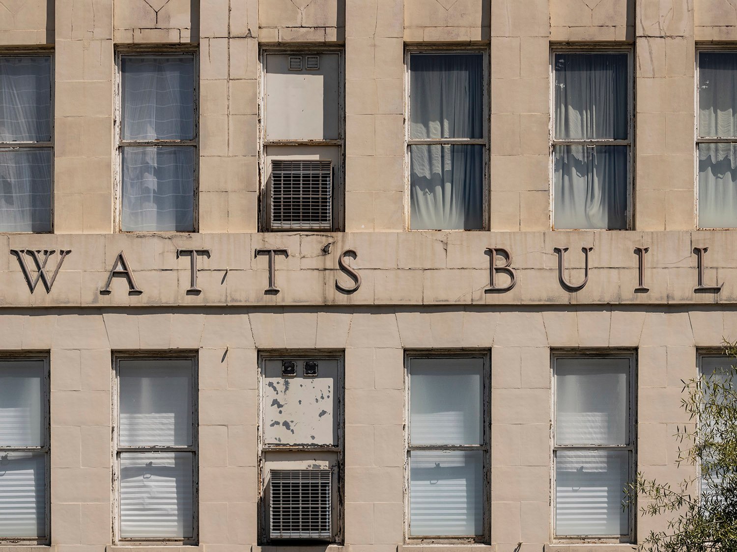 Windows on the 2nd and 3rd floors of the Watts Building, Birmingham, Alabama